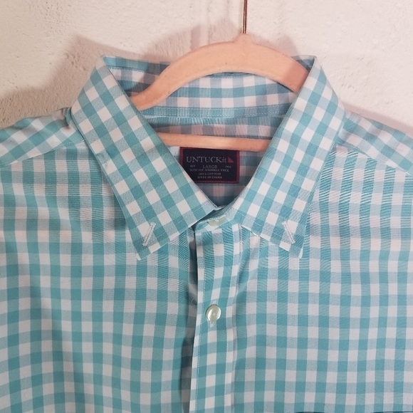 UNTUCKit blue white gingham checkered button down shirt - Picture 2 of 9